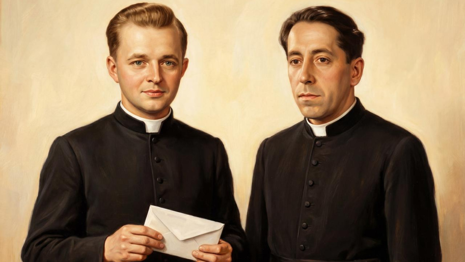 Kněžská klerika s kolárkem a dopisní obálka – atributy nových blahoslavených brněnské diecéze