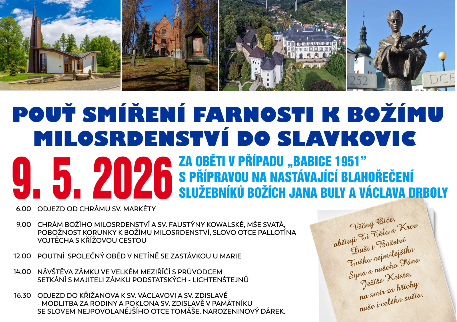 Pouť smíření farnosti Jaroměřice za oběti případu „Babice“