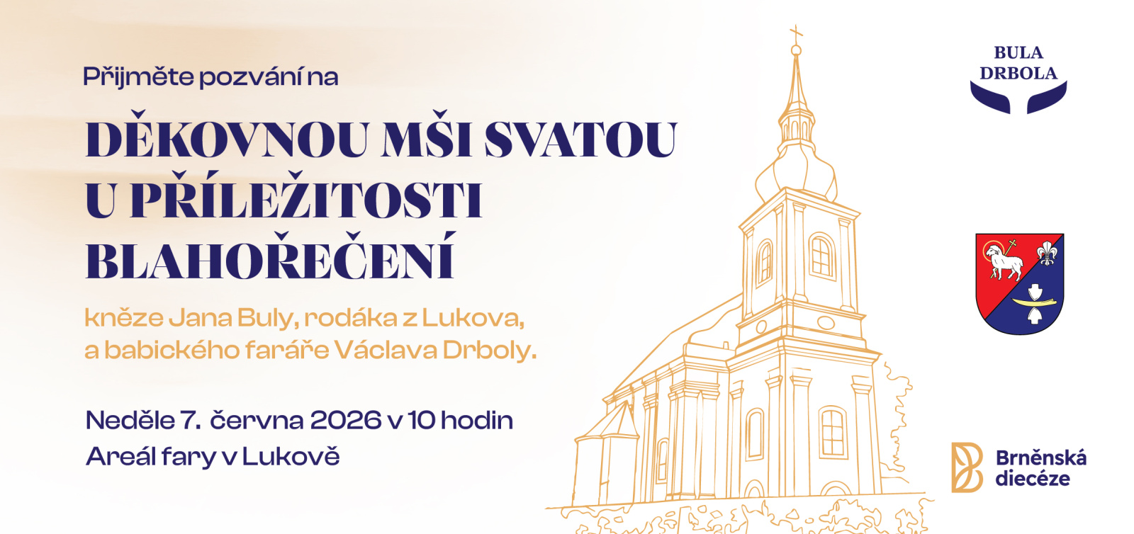 Děkovná mše svatá za blahořečení Jana Buly a Václava Drboly v Lukově